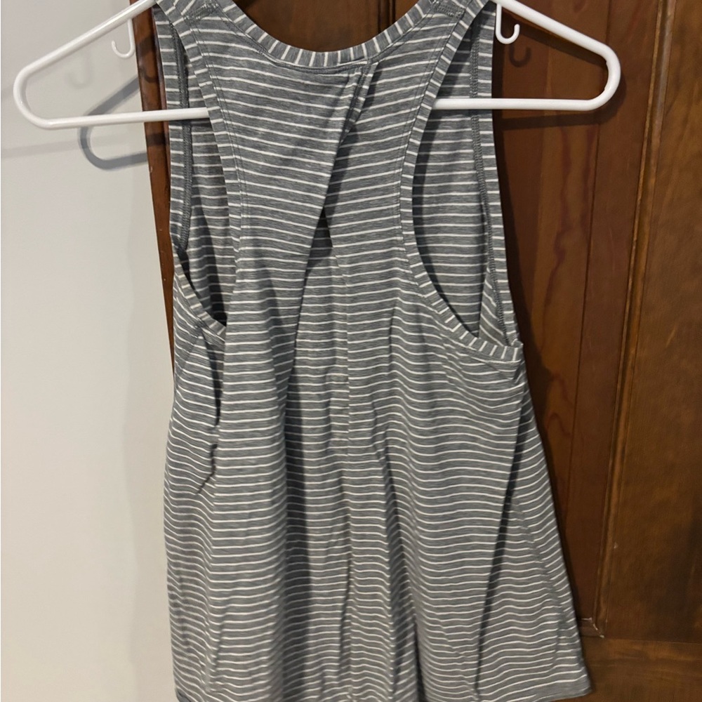 Lululemon- Gray and White Striped Sleeveless Top - Picture 2 of 4